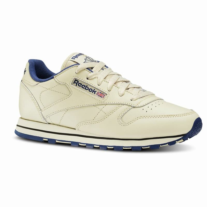 Reebok Classic Leather Tenisky Damske - Béžové/Námornícka Modrá NL3237YK